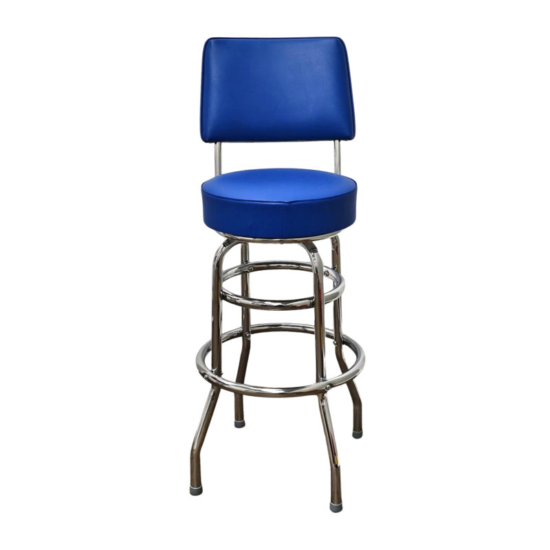 Tabouret de bar rotatif à dossier double avec anneaux Retro Home, Bleu