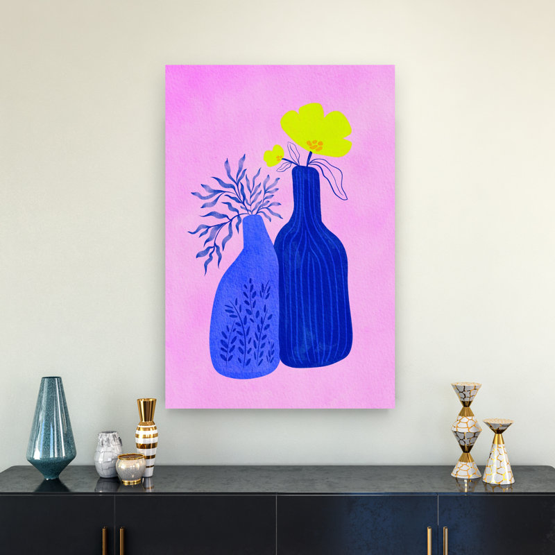 Vase floral coloré abstrait, art moderne paysage floral coloré