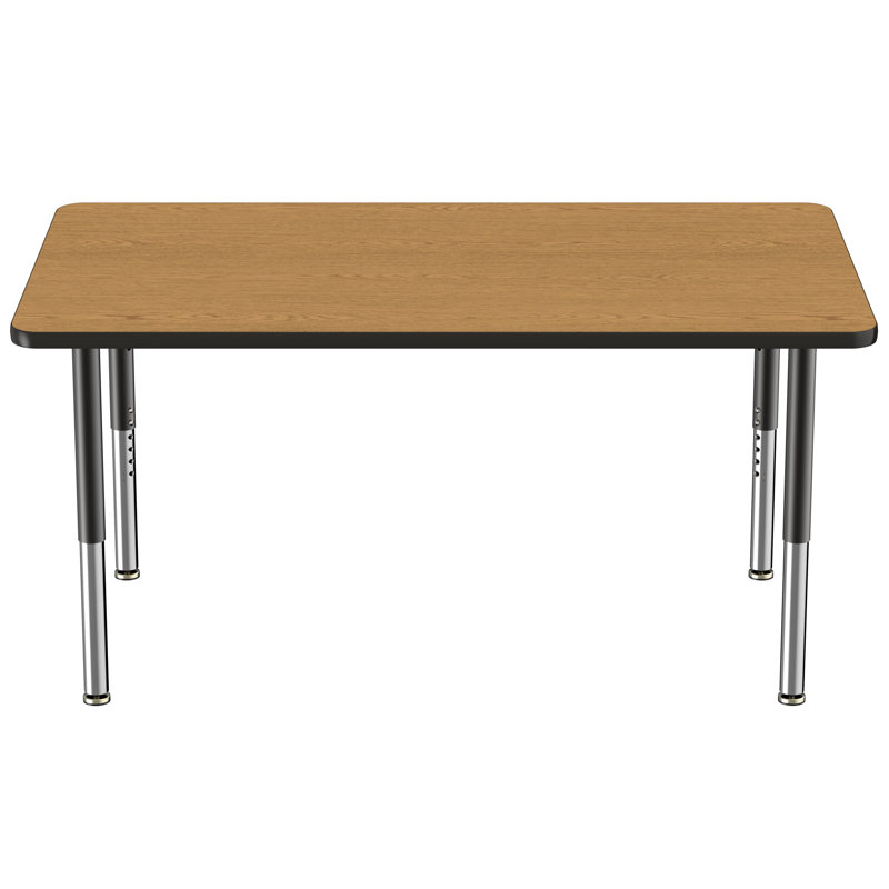 Table d'activité rectangulaire à hauteur réglable en forme de T, Chêne / noir, Super, 36 po x 60 po