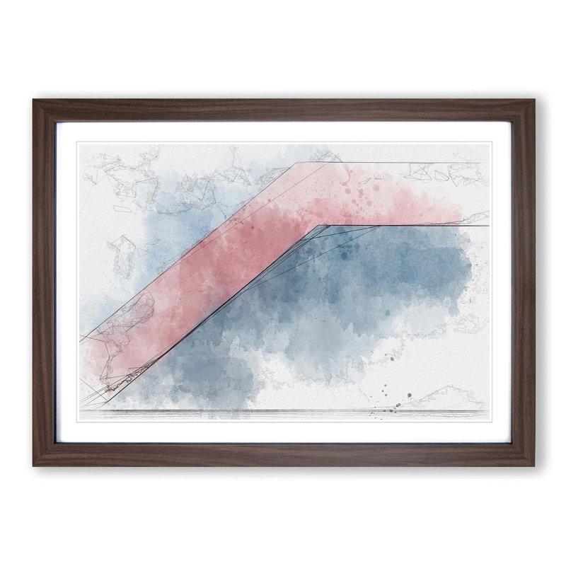 Heading Down in Abstract - Picture Frame Painting Print, Walnut Framed, 27cm H x 36cm W x 2cm D
