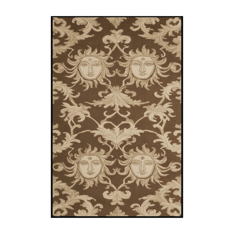 Machine Washable French Brown Area Rug, Rectangle 7' x 9'