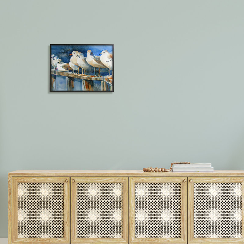 Balade sur la plage avec balançoires côtières par MB Cunningham - Peinture, H 16 po x l 20 po x P 1,5 po
