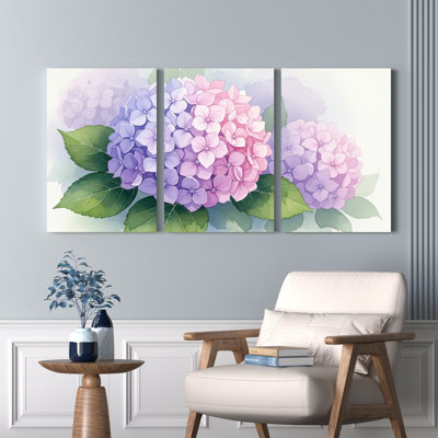 Hydrangea, impression sur toile à motif floral sur toile, ensemble de 3