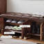 Banc de rangement rembourré pour chaussures brun foncé