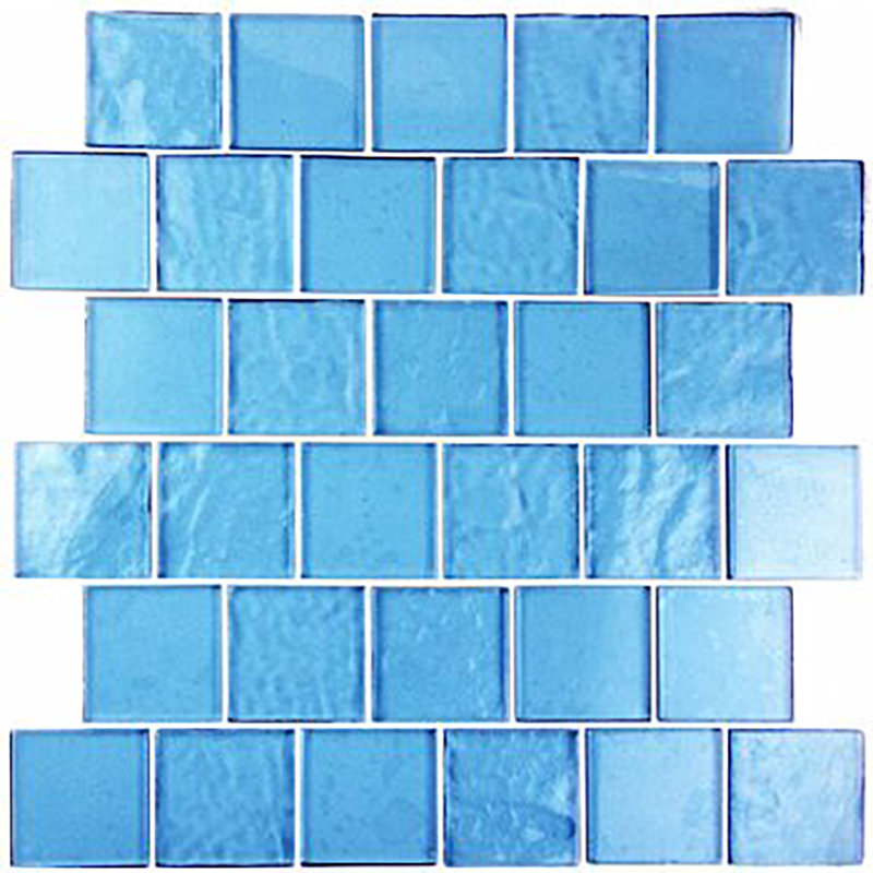 Carreau de piscine en mosaïque en verre translucide à montage frontal en verre translucide 2 po x 2 po Landscape, Bleu Danube