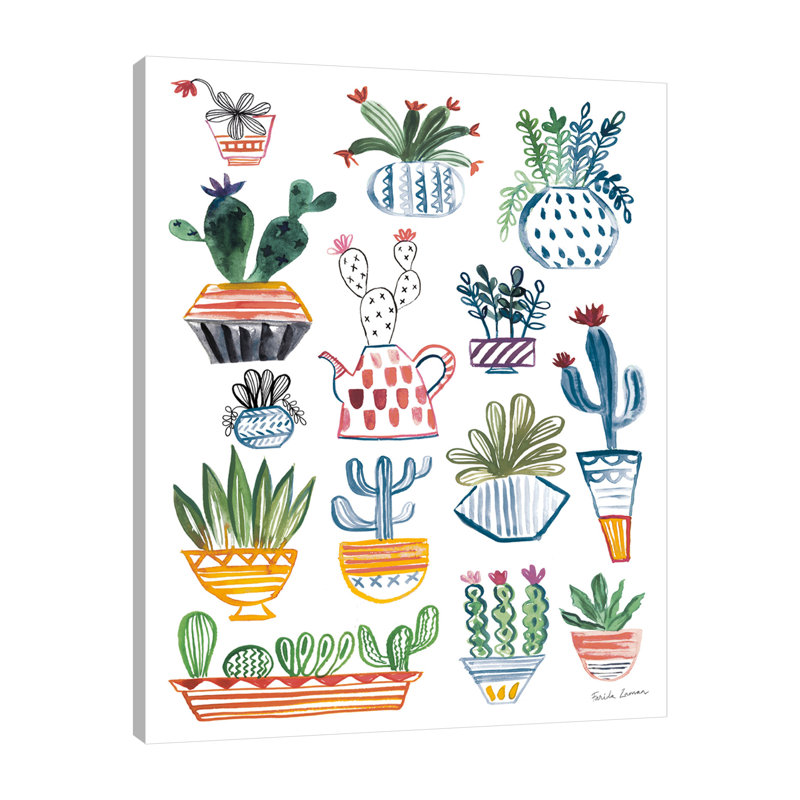 «Funky Cacti I Summer», toile tendue par Farida Zaman, H 45 po x l 36 po x P 1,5 po