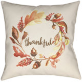 Lodge Cabin Thankful Indoor/Outdoor Reversible Throw Pillow
