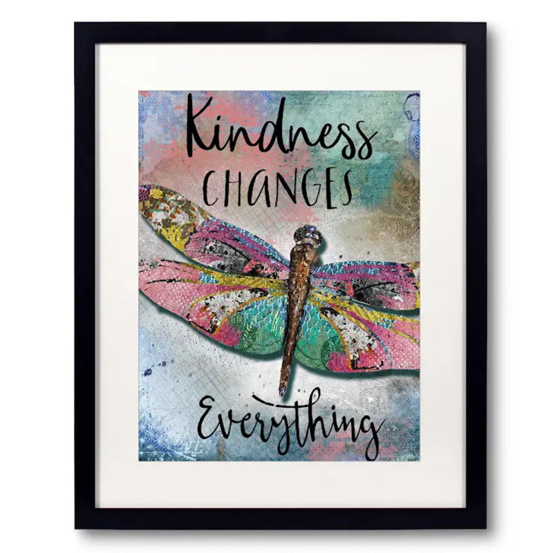 «Kindness change devoir» par Jennifer Lambein - impression, H 21,2 po x l 17,2 po x P 0,88 po, Papier avec cadre simple noir