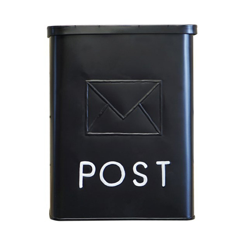 Serena Black Steel Wall Mounted Mailbox with Antique Finish