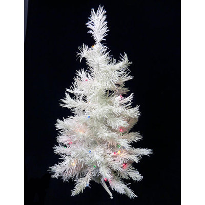 2' Snow White Pine Artificial Christmas Tree with 30 Multi-Coloured Lightsn with Stand