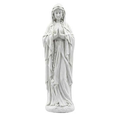 Our Lady of Grace Praying Virgin Mary Outdoor Garden Statue 29.9 Inch Weather Resistant Magnesia Religious Sculpture for Patio Lawn Porch and Memorial Yard Decor