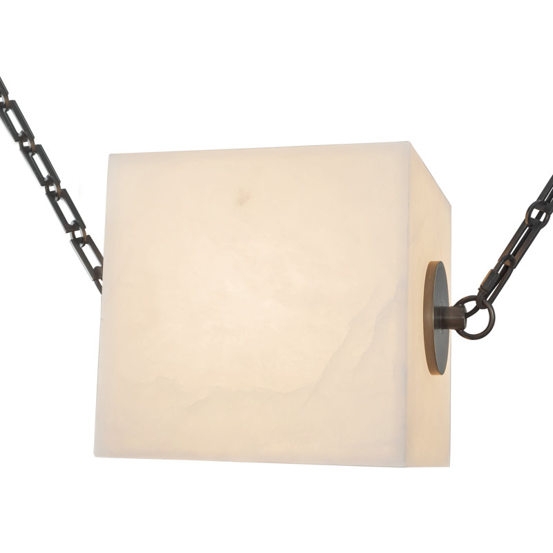 Mineral 5-Light Brass dimmable LED Chandelier, Alabaster, Oil Rubbed Bronze
