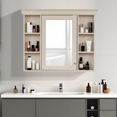 Elin 35,5 po X P 28,7 po H Grande armoire à pharmacie rectangulaire à fixation en surface avec miroir