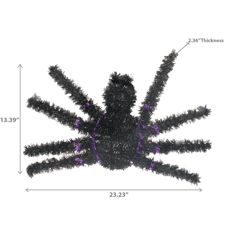 Black Spider Tinsel Ornament - Set Of 2