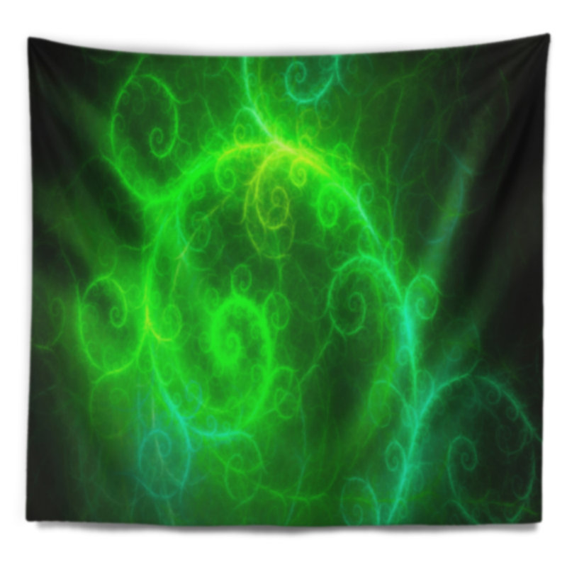 Abstrait beau motif vert sur une tapisserie noire, H 32 po x l 39 po
