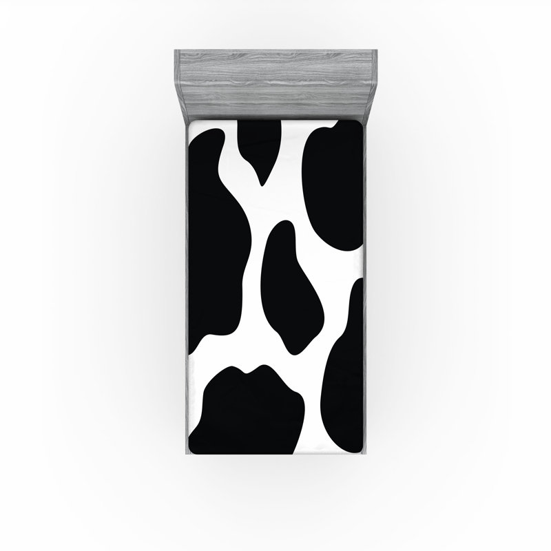 Drap-housse orange Ambesonne, Noir / blanc avec imprimé animal, Drap-housse pour lit simple TG