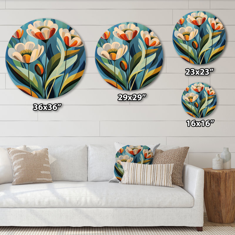 Désert fleur de fleurs de renoncule géométriques II - renoncule rond en métal, H 16 po x l 16 po