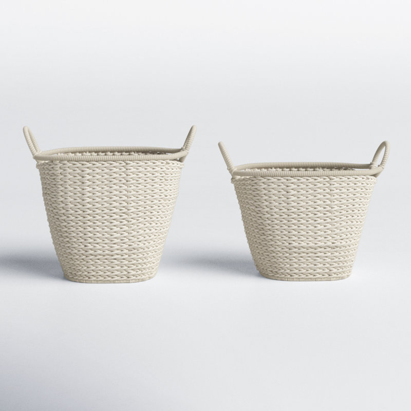 Cotton Fabric Handmade Decorative and Functional Storage Basket with Handles