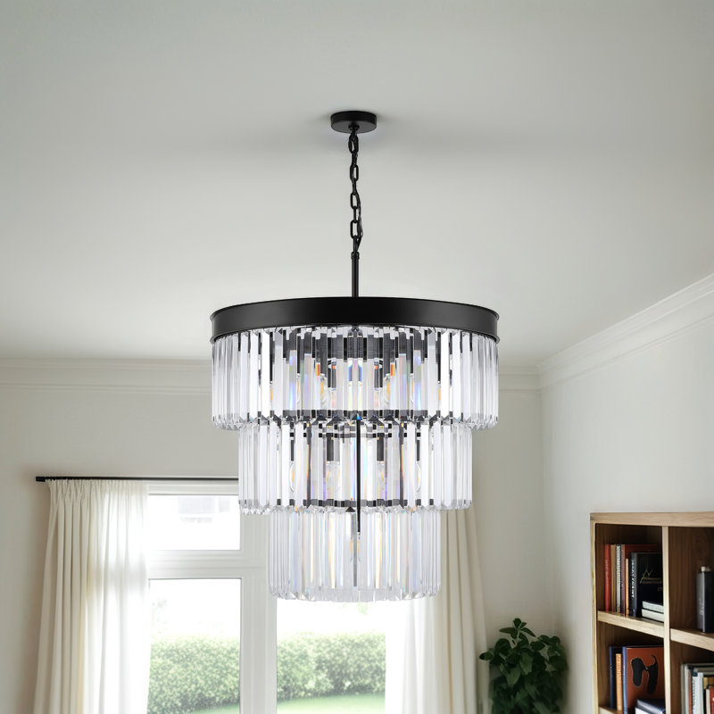 Lustre Crytal à 10 niveaux Pruitt, Noir