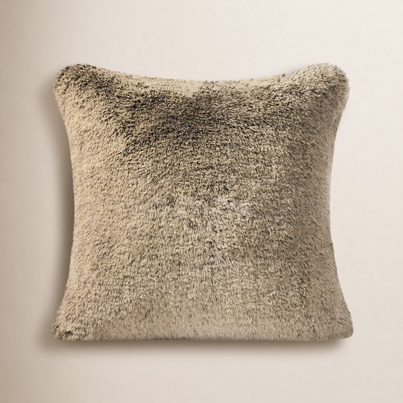 Ensemble de 1 housse de coussin de luxe en fausse fourrure de chinchilla de luxe, 20 po x 20 po, Brun brun, Carré 20 po