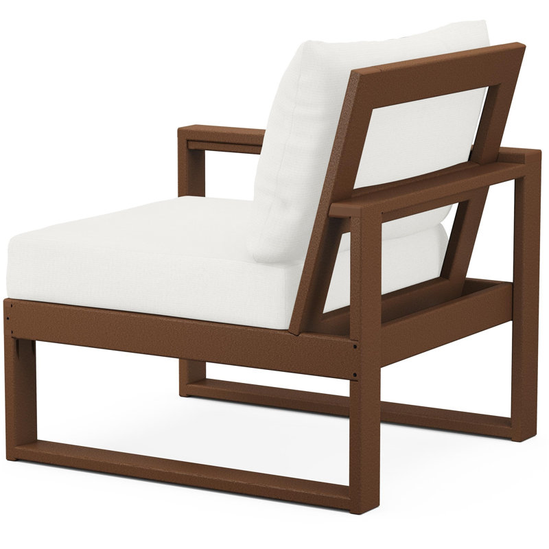 POLYWOOD Outdoor Lounge Chair, Natural Linen, Teak