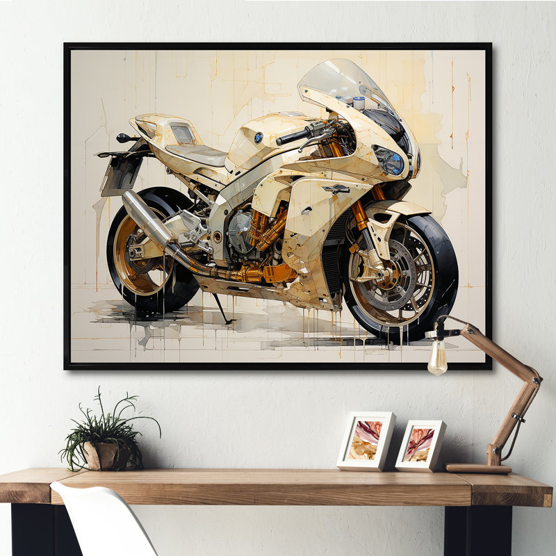 Minimalisme à moto I sur toile, H 30 po x l 40 po x P 1,5 po, Cadre flottant noir