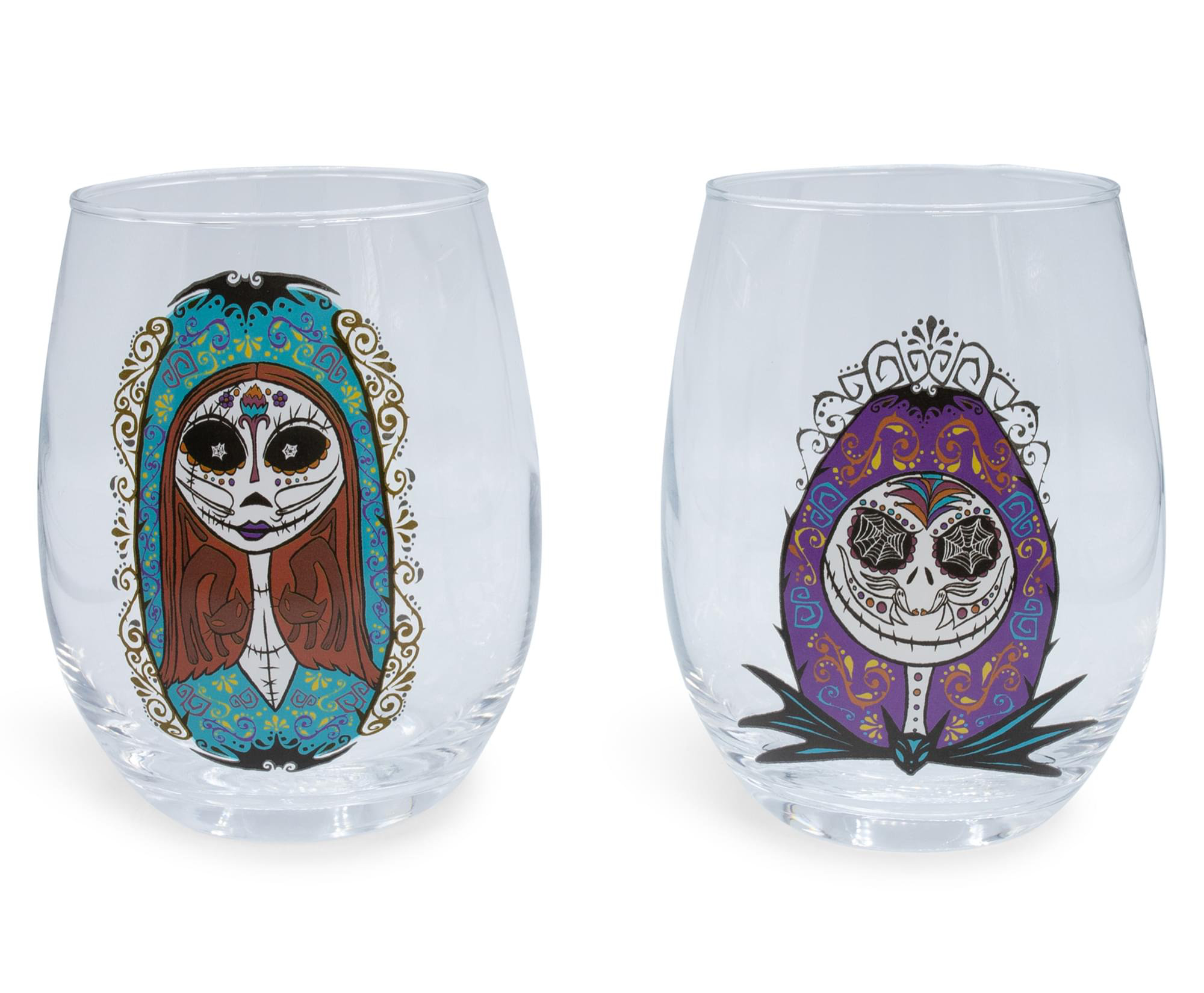 The Nightmare Before Christmas Jack & Sally 16 oz 2 Piece Glass Set