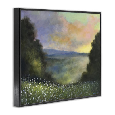 Coucher de soleil sur une prairie pastorale, art numérique par David Swanagin