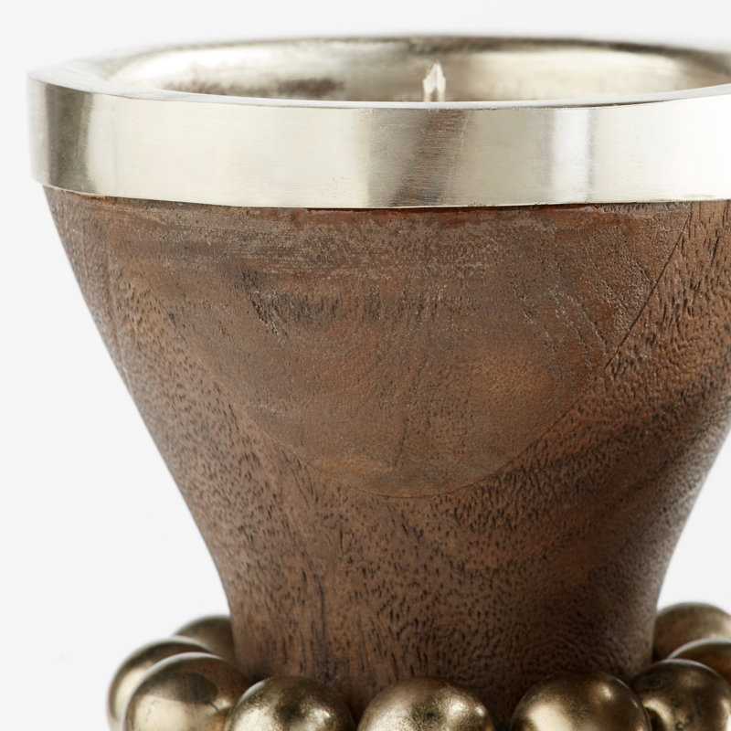 Parvati Candlestick, Weathered Gray/Antique Silver/Antique Nickel, 14" H x 5.5" W x 5.5" D