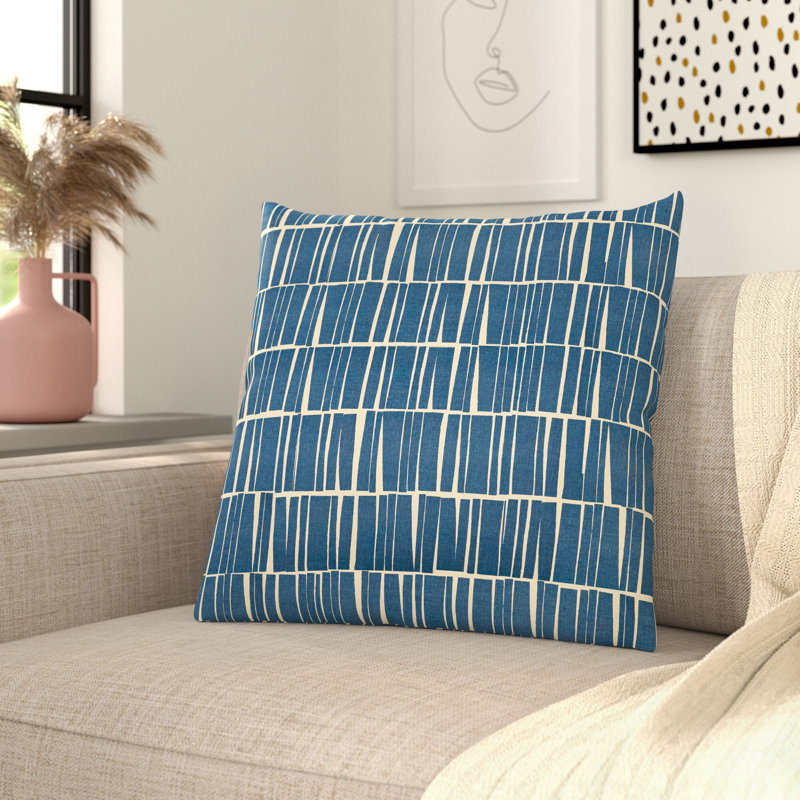 Pillow Cover B Throw, 20" x 20", Dark Blue/Beige