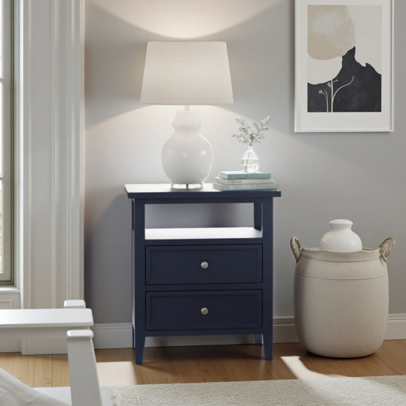 Table de chevet 2 tiroirs, Bleu