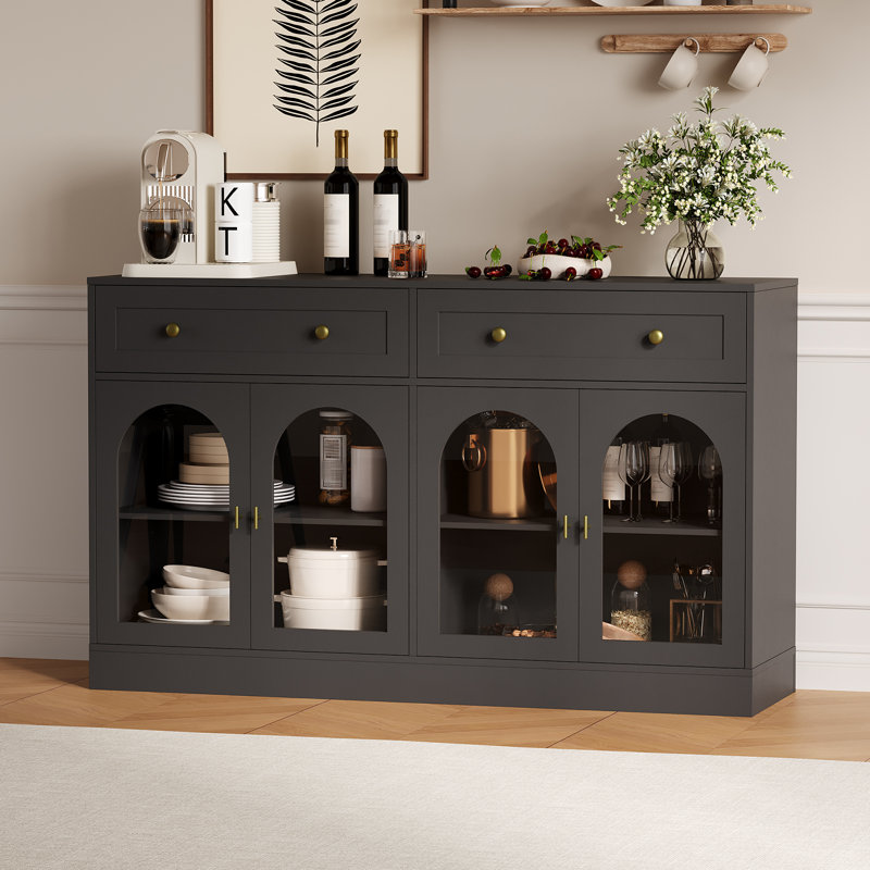 55in Modern Farmhouse Buffet Cabinet,Buffet Cabinet with 3 Drawers and 2 Door Cabinets, Versatile Console Table for Kitchen, Dining Room, or Living Room