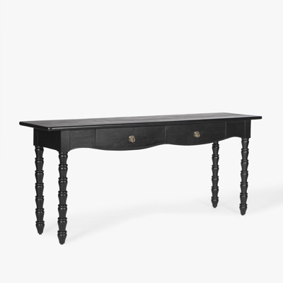 Isabel Spindle 2-Drawer Black Console Table