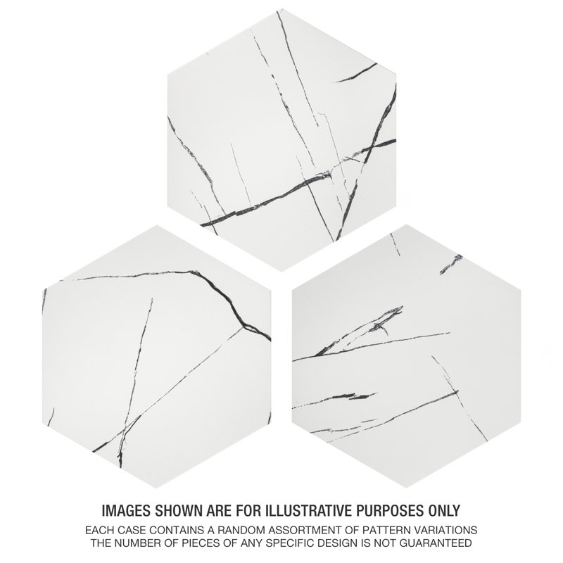 Visium Hex 17" x 20" Porcelain Marble Look Floor and Wall Tile