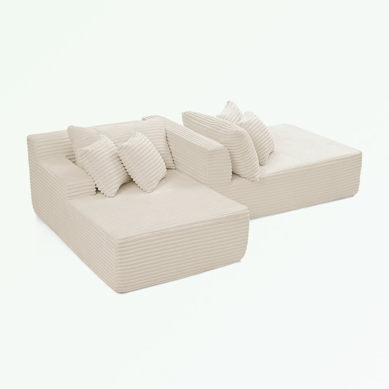 Canapé avec coussin moelleux et coussins, Beige