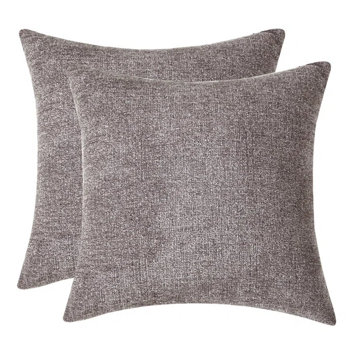 Housse de coussin en chenille 18 po, Café, H 18 po x l 18 po x P 1 po, Housse de coussin seulement - sans coussin