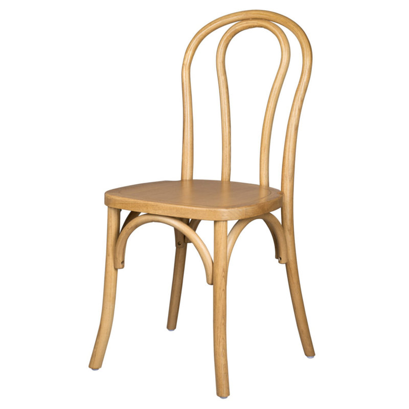 Bentwood Wood Restaurant Chair With Standard Square Seat, 2 Chair Bundle By Chivari, Natural