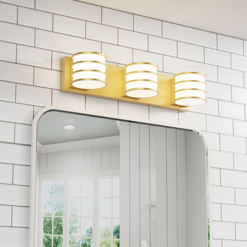 Barre d'éclairage de salle de bain à 3 lumières DEL Drayce, Doré, 2-Light