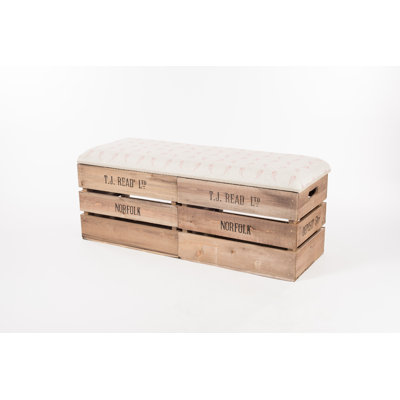 Talmo Linen Blend Upholstered Storage Bench