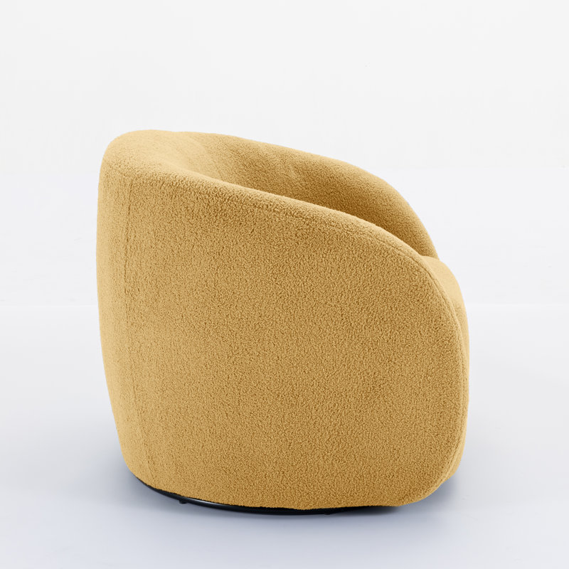 Katherline Upholstered Swivel Barrel Chair, Yellow Polyester Blend