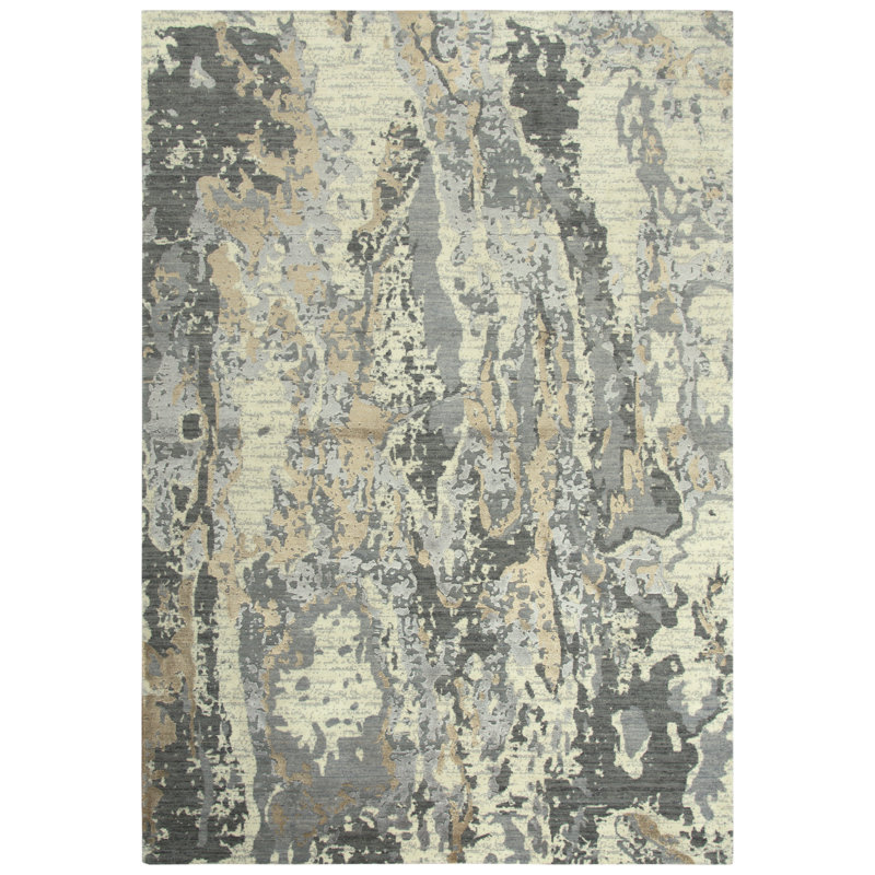 Tapis beige/brun/gris en laine Brumfield, Rectangle 9 pi x 12 pi