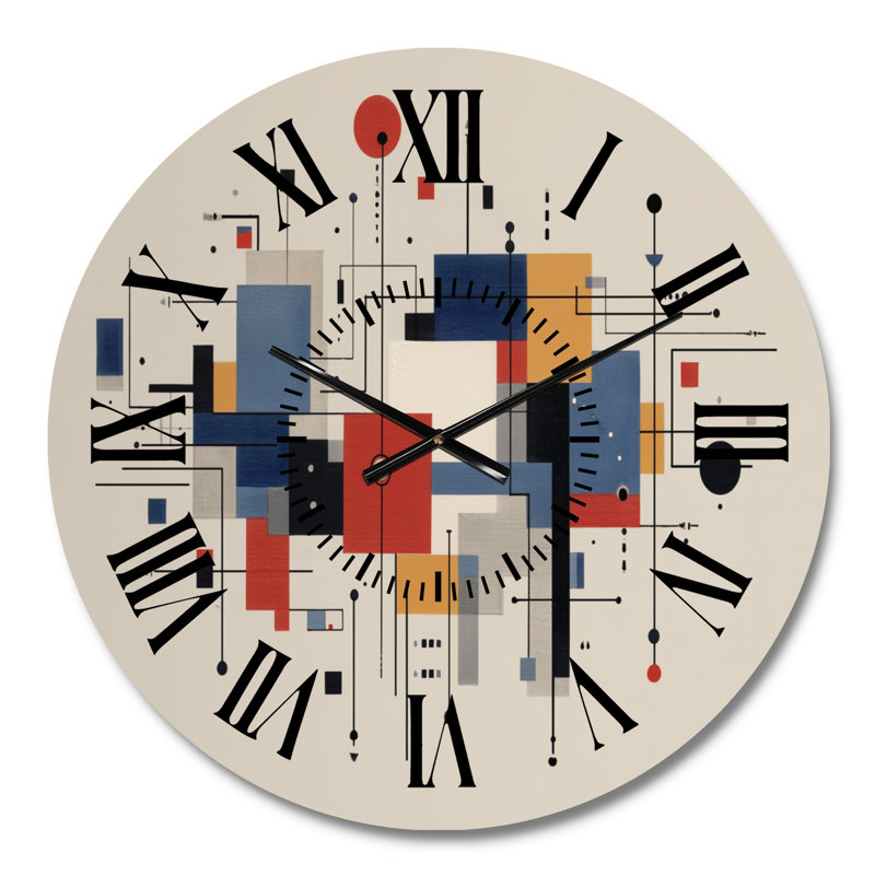 Horloge murale moderne en métal jaune à impulsion géométrique II, Médium
