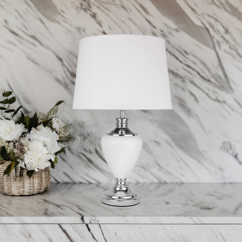 Edie 57Cm  Modern Classic Table Lamp, White Chrome