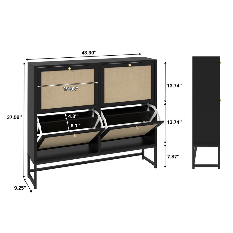 24 Pair Shoe Storage Cabinet, Black