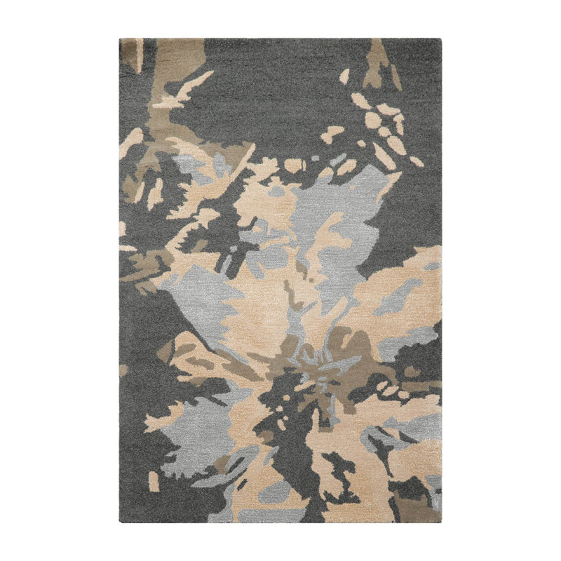 Hand Tufted Wool Multi Size Slate Gray Modern Oriental Area Rug, Rectangle 4' x 6'