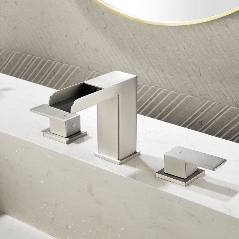 Robinet de salle de bain à large entraxe avec bonde, Or brossé