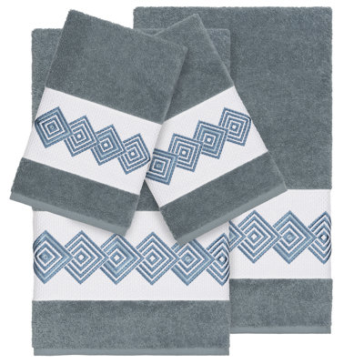 Noah Embellished 4 Piece Turkish Cotton Towel Set
