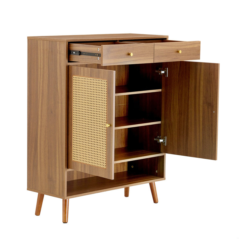 Range-chaussures en bois à quatre couches, Brun