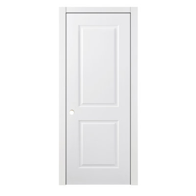 Porte intérieure traditionnelle laminée 2 panneaux en duvet blanc