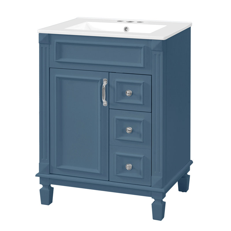 24" Modern Bathroom Vanity With Ceramic Sink